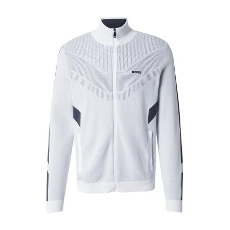 Hugo Boss BOSS Gebreid sportvest donkergrijs / wit