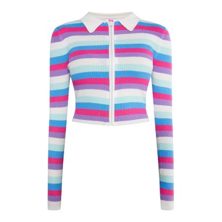 MYMO MYMO Gebreid vest Blonda azuur / lila / cyclaam / wit