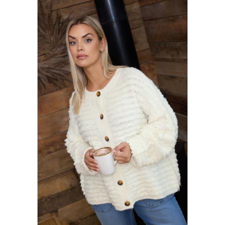 Yours Curve Ivoorwit Grof Bouclé Gebreid Vest Size 58-60