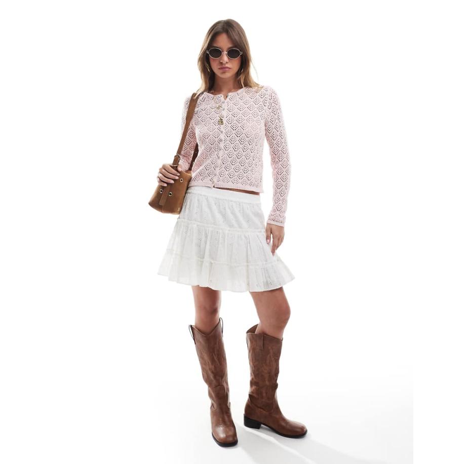 Stradivarius Fijngebreid vest met lange mouwen in roze Roze