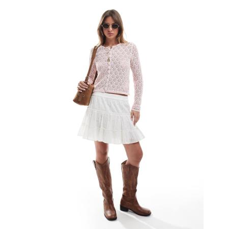 Stradivarius Fijngebreid vest met lange mouwen in roze