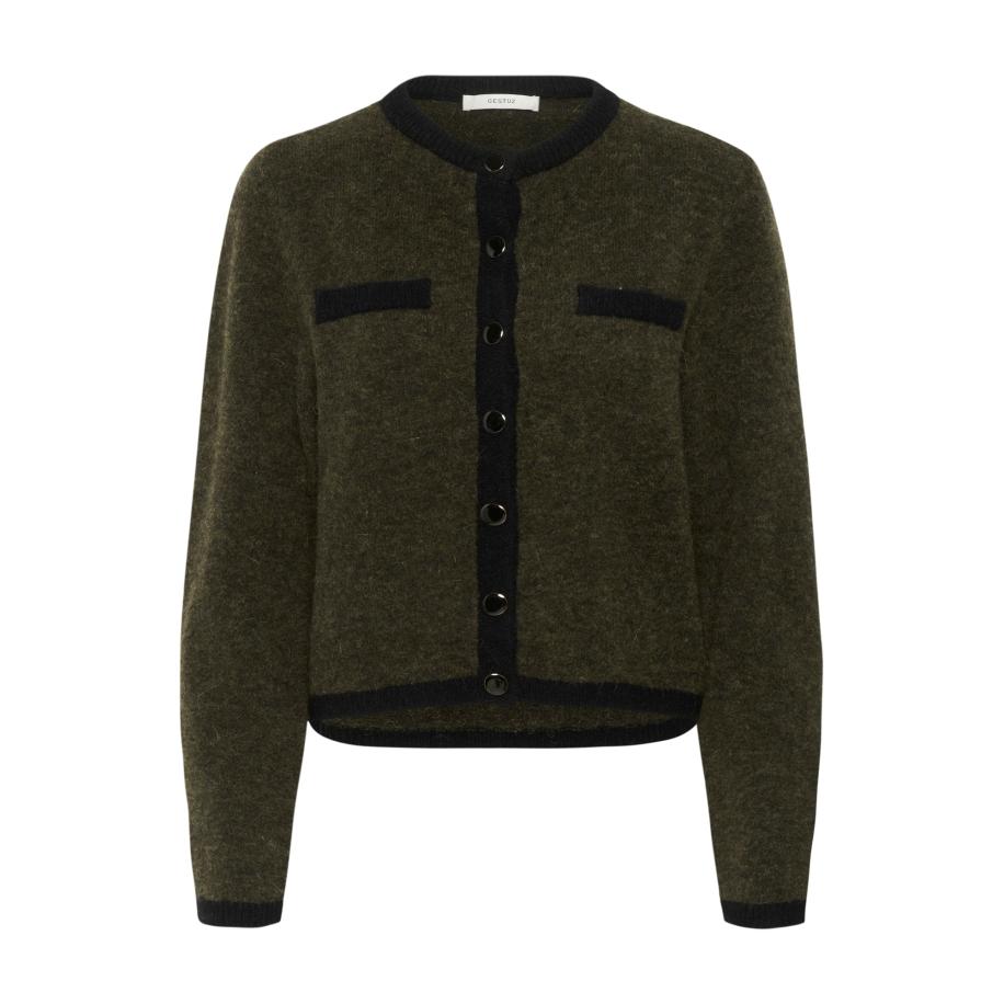 Gestuz Gestuz Gebreid vest GZalpha olijfgroen / zwart -