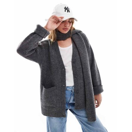 Pretty Lavish Vest met sjaal in antraciet-Grijs