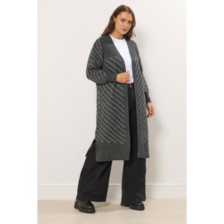 Yours Lang Vest Met Gestreept Ontwerp In Grijs Size 58-60