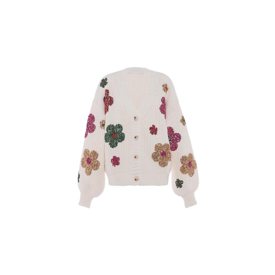 Faina faina Gebreid vest geel / groen / pink / wolwit -