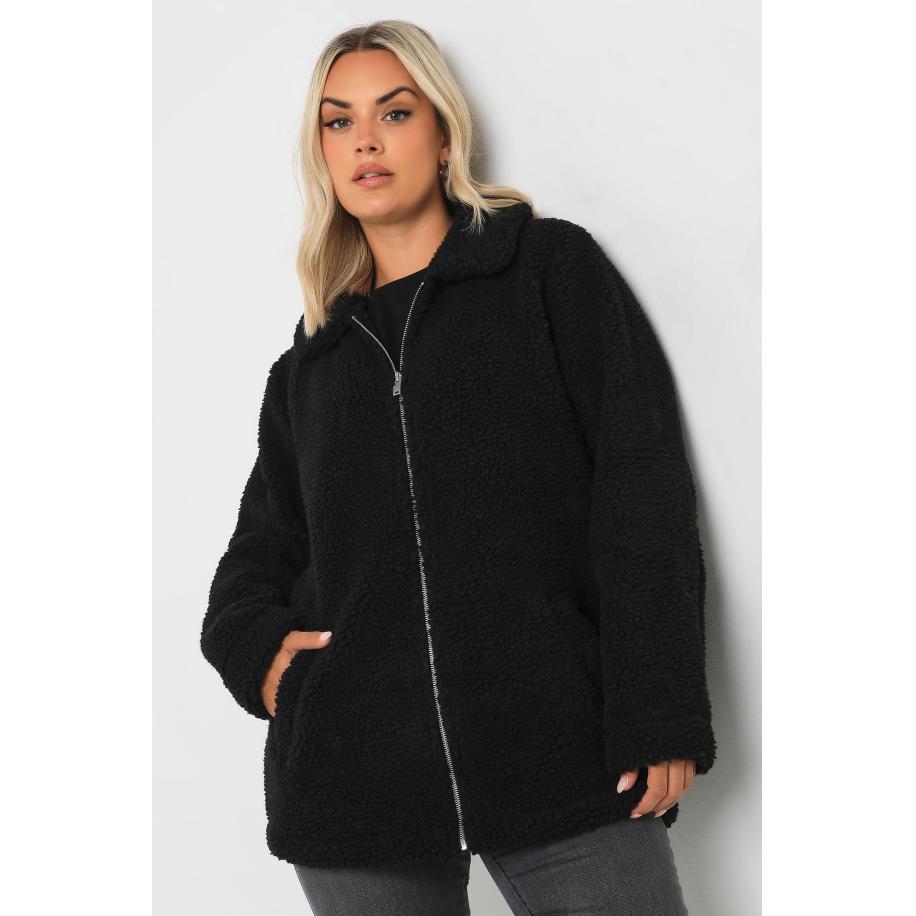 Yours Fleece Van Zware Kwaliteit Met Ritssluiting In Zwart Size 54-56 Zwart