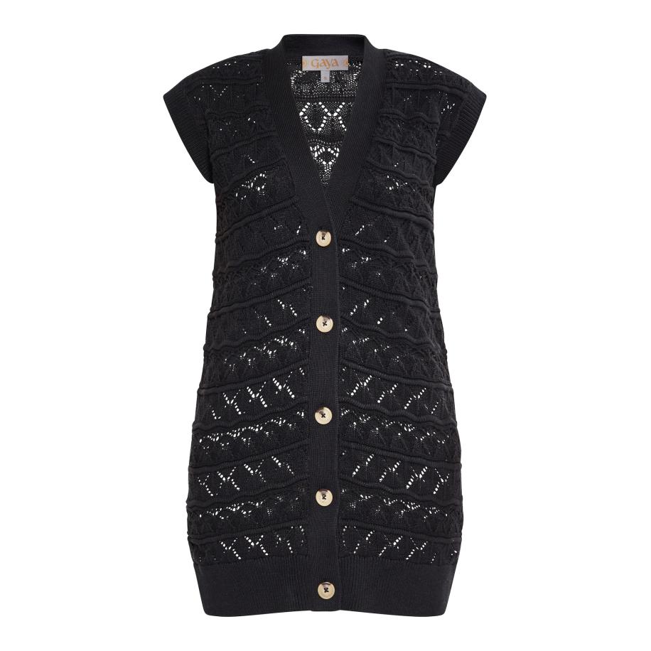Gaya Gaya Gebreide bodywarmer zwart -