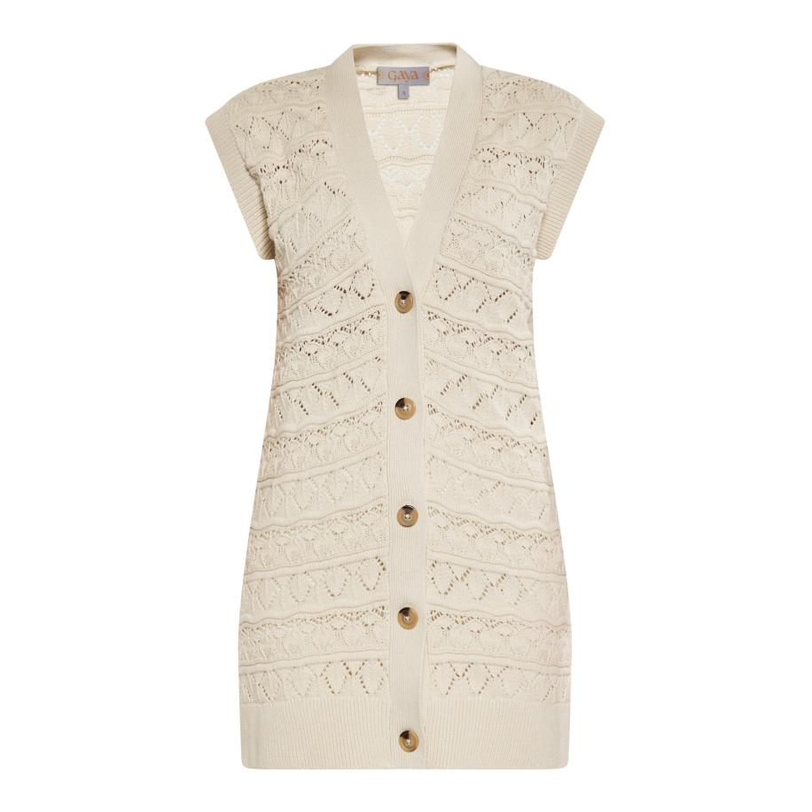 Gaya Gaya Gebreide bodywarmer beige -