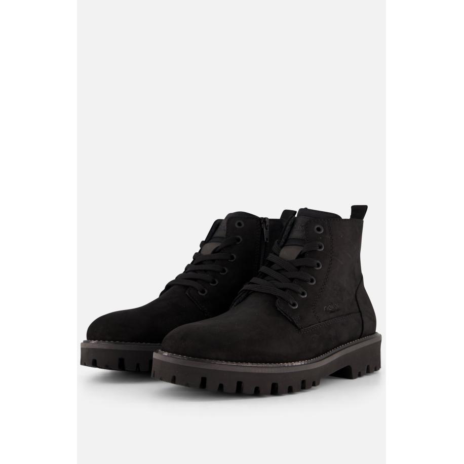 Rieker Veterboots zwart Nubuck Zwart