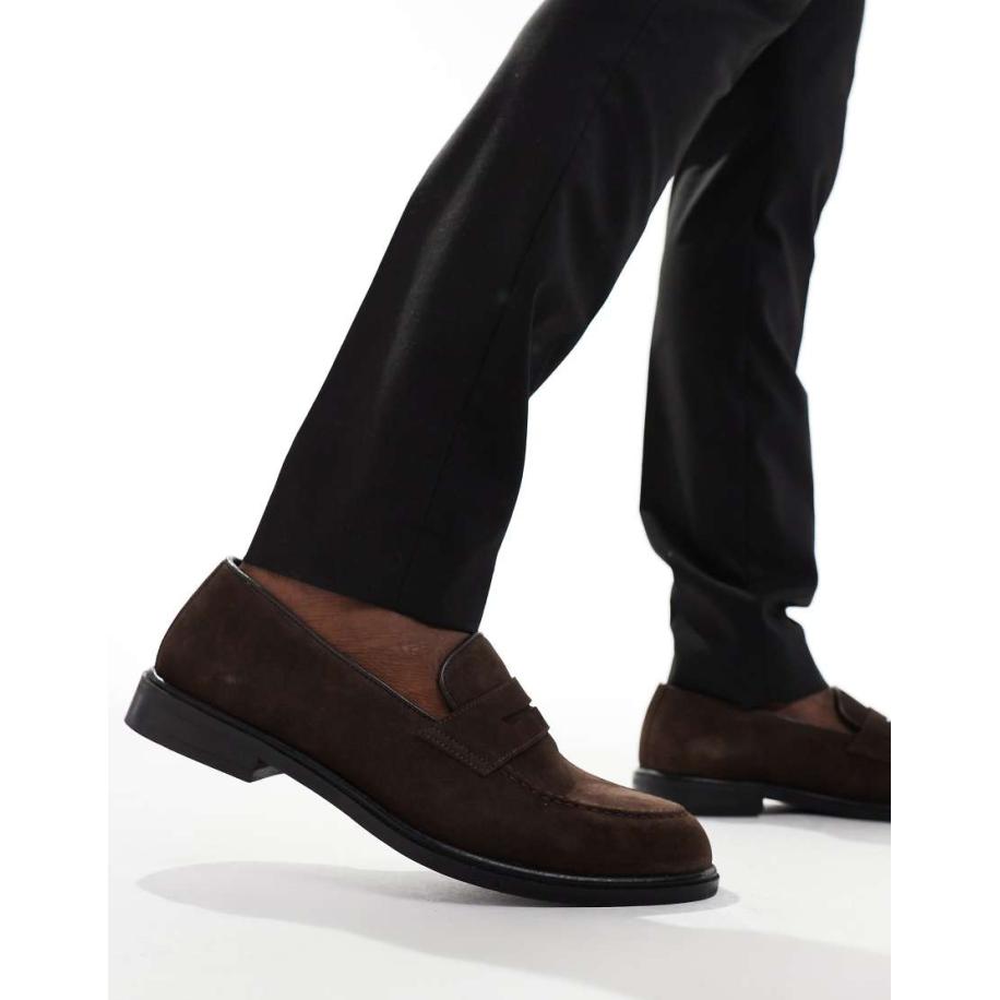 Walk London - Putney - Suède zadelloafers in bruin Bruin