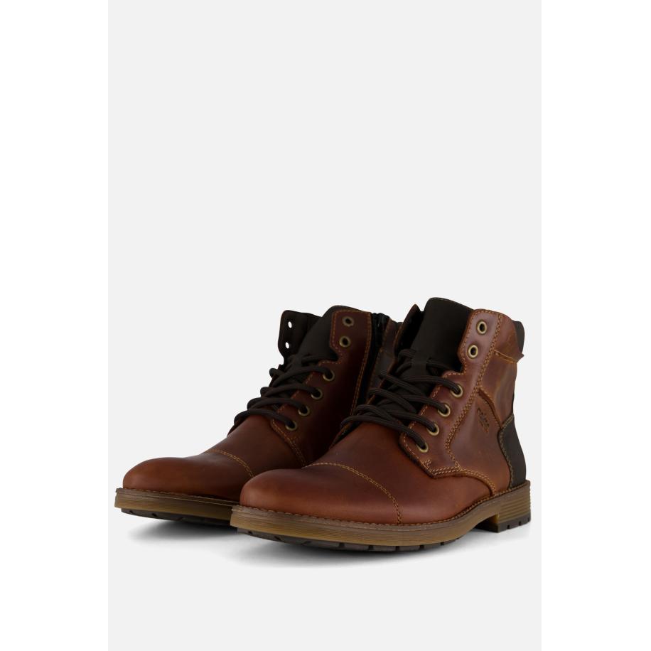 Rieker Veterboots cognac Leer Bruin