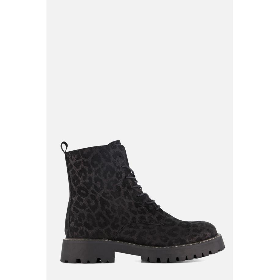 Cellini Leopard Veterboots zwart Suede Zwart