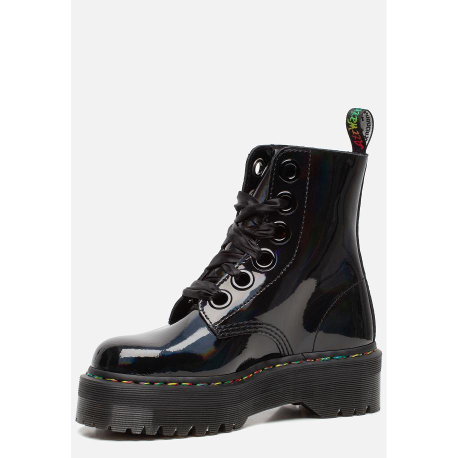 Dr. Martens Molly Rainbow veterboots zwart lak Lak Zwart
