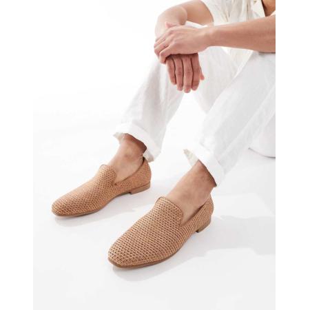 ASOS DESIGN - Geweven loafers in naturel-Neutraal