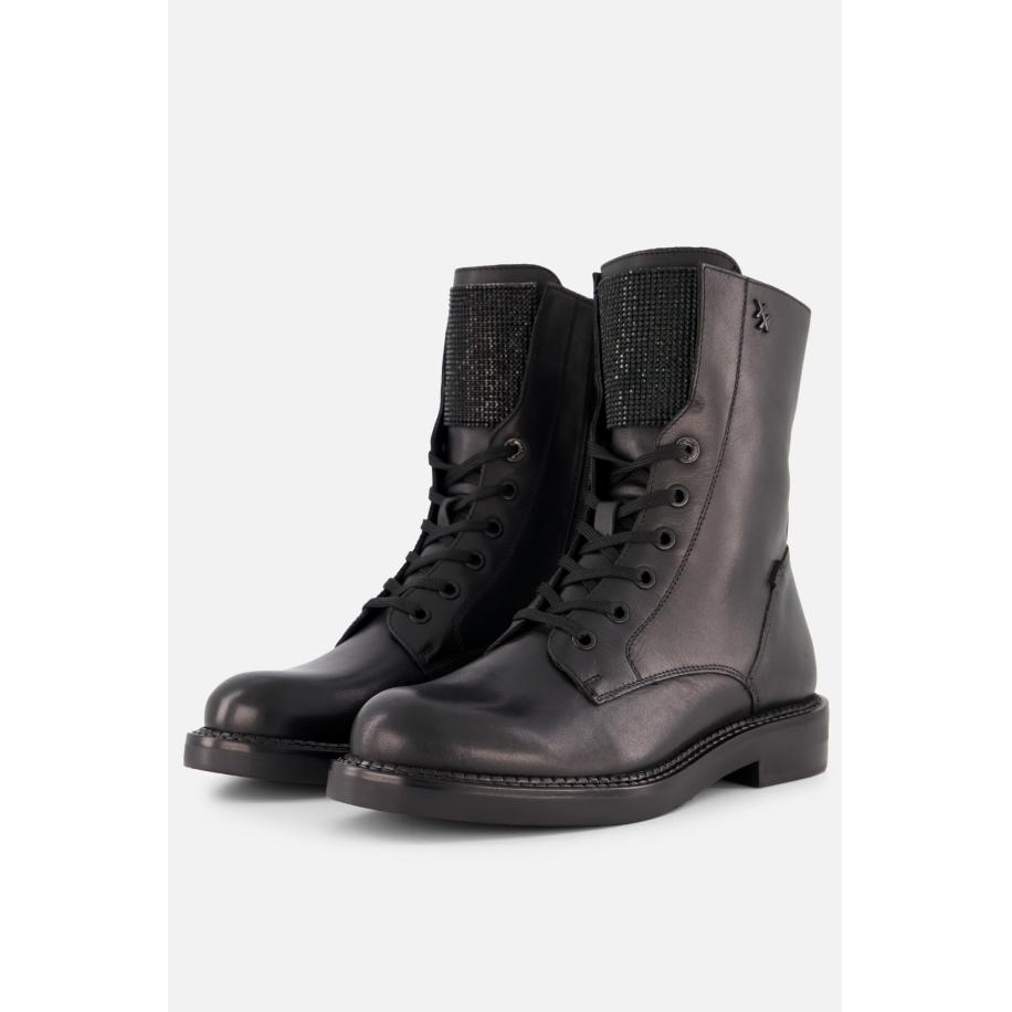 Mexx Pina Mabel Veterboots zwart Leer Zwart