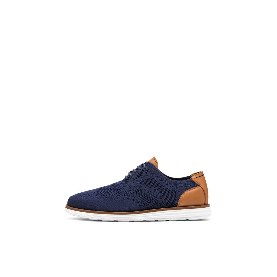 Kazar Kazar Veterschoen donkerblauw / karamel / wit -