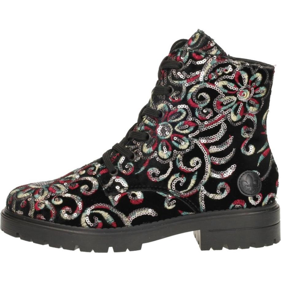 Rieker - Veterschoenen Hoog Zwart