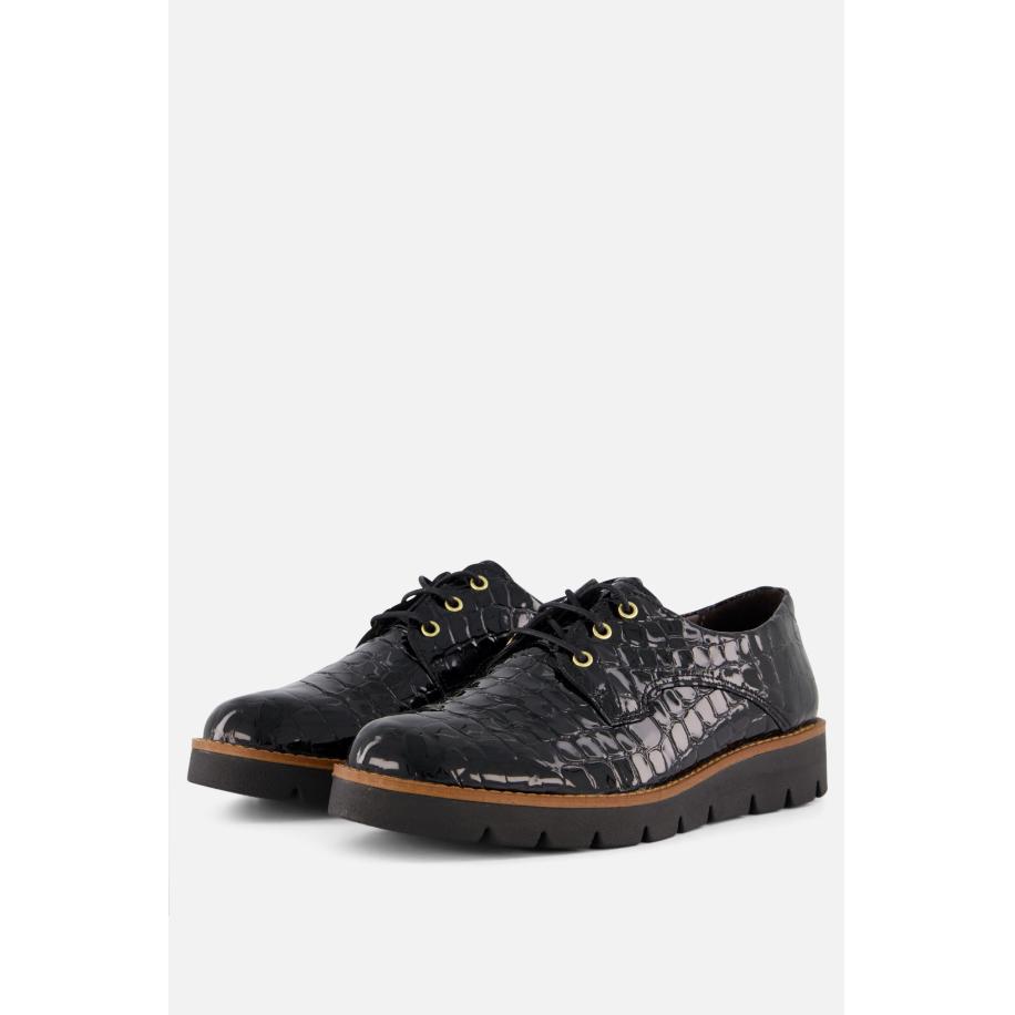 Feyn Veterschoenen zwart Lak Zwart