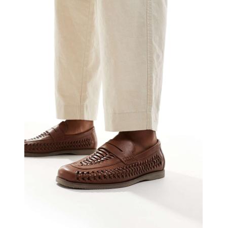River Island - Geweven loafers in bruin