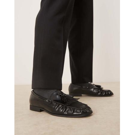 ASOS DESIGN - Penny loafers met franjes in zwart