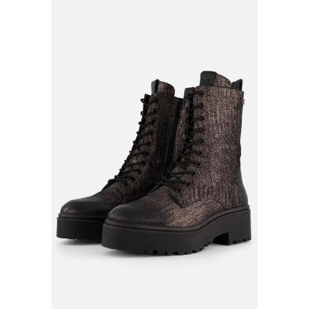 Lazamani Metallic Veterboots grijs Leer