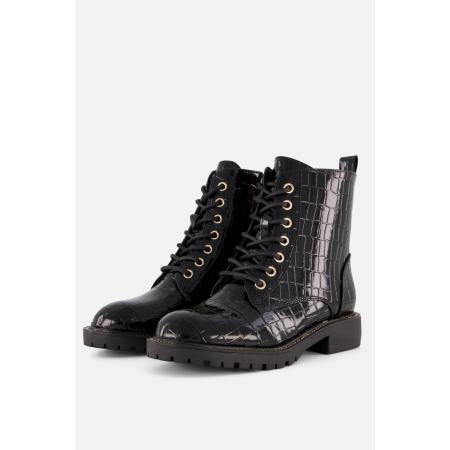 Cellini Croco Veterboots zwart Synthetisch