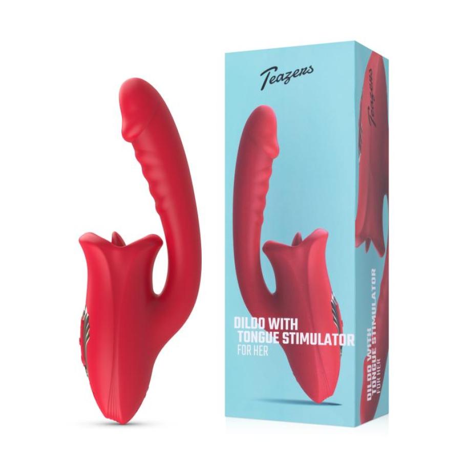 Teazers Dildo met Clitoris Stimulator Rood