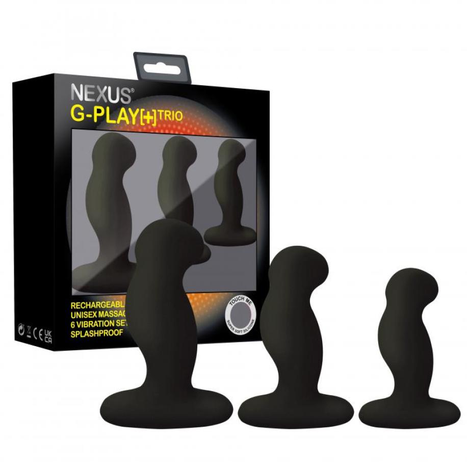 Nexus - G-Play Trio Plus Unisex Vibrator Pack - S/M/L Zwart
