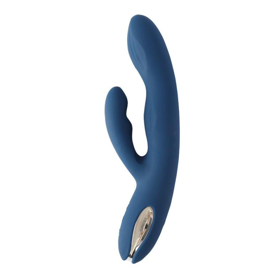 Svakom - Aylin Krachtige Pulserende Vibrator met Twee Koppen - Donkerblauw Blauw