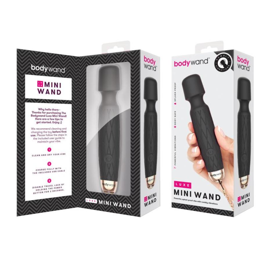 Bodywand - Luxe Mini USB Wand Vibrator Black Zwart