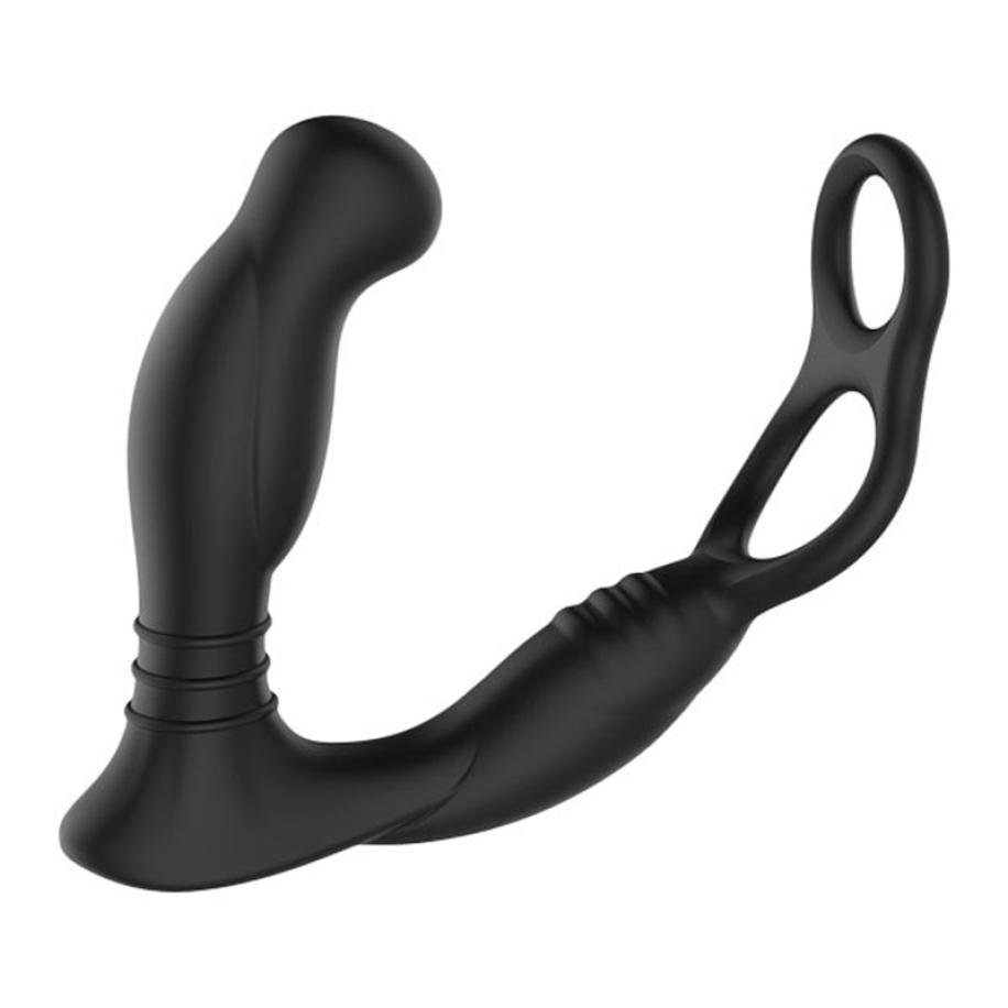 Simul8 Prostaatvibrator Met Cockring/Ballstretcher Zwart