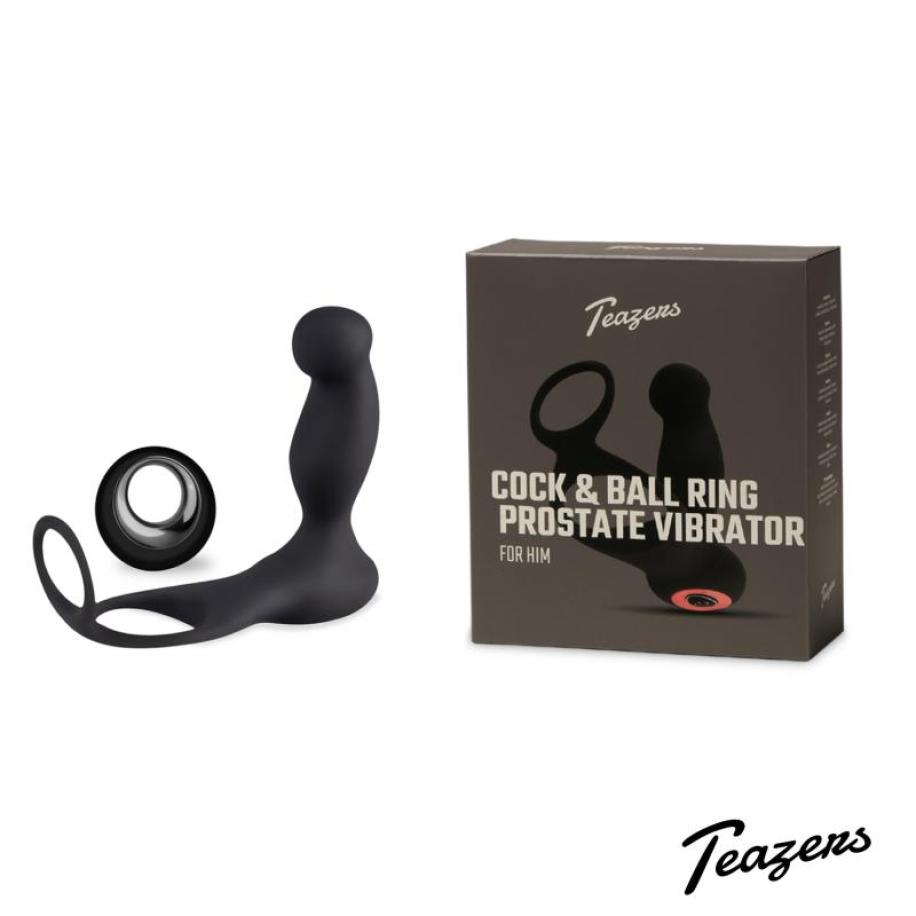 Teazers Cock And Ball Ring Prostate Vibrator Met Afstandsbediening Zwart