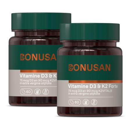 Bonusan Vitamine D3 & K2 Softgels Duoverpakking