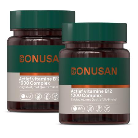 Bonusan Actief vitamine B12 1000 Complex Zuigtabletten Duoverpakking