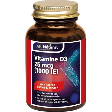 All Natural Vitamine D3 25 mcg (1000 IE) Capsules
