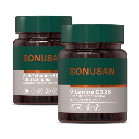 Bonusan Actief vitamine B12 1000 Complex + Vitamine D3 25 - Combiset