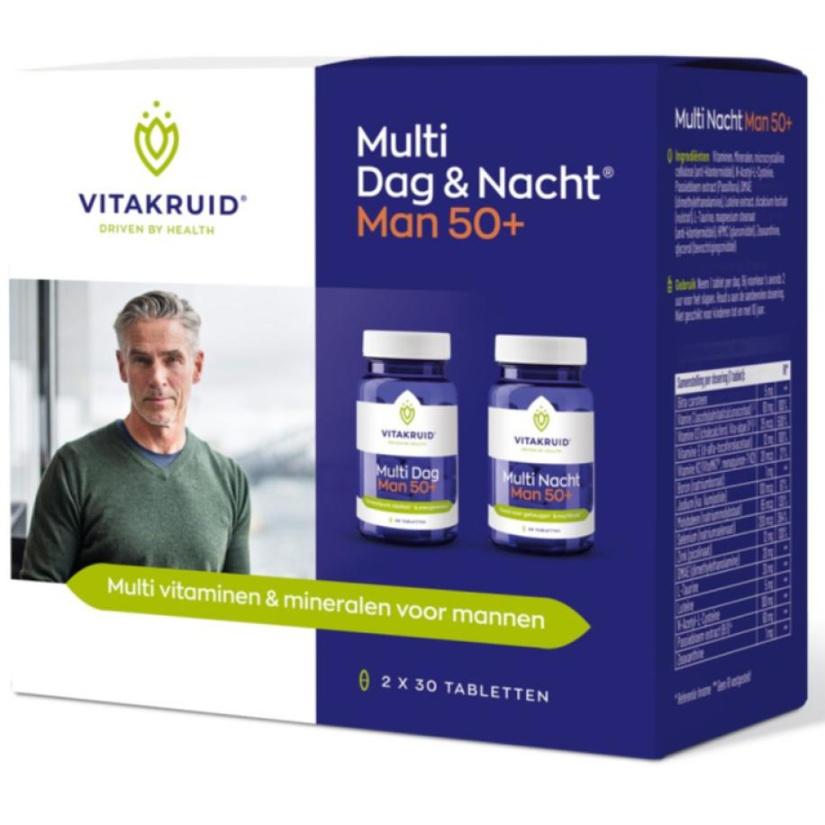 Vitakruid Multi Dag & Nacht Man 50+ 100% Vegan 2 x 30