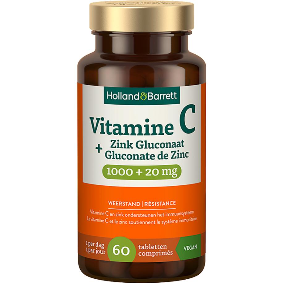 Holland & Barrett Vitamine C 1000mg + Zink Gluconaat 20mg - 60 tabletten