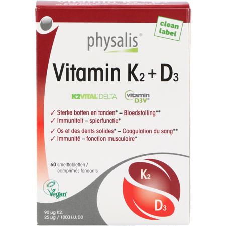 Physalis Vitamin K2 + D3 - 60 smelttabletten