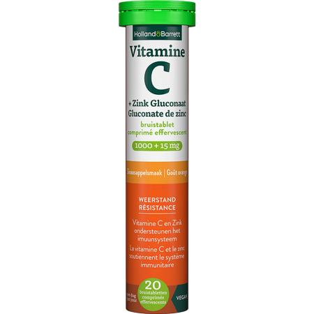 Holland & Barrett Vitamine C + Zink Gluconaat 1000mg + 15mg Sinaasappelsmaak - 20 bruistabletten