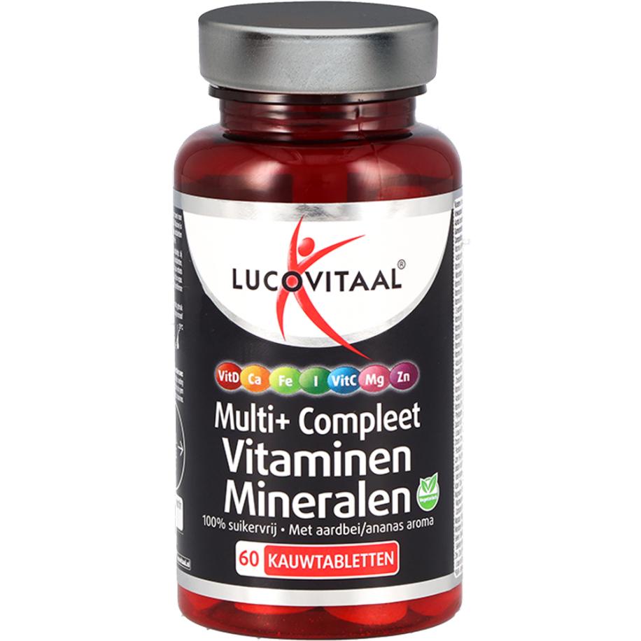 Lucovitaal Multi+ Compleet Vitaminen Mineralen Aardbei-Ananas smaak - 60 kauwtabletten