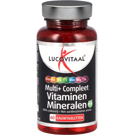 Lucovitaal Multi+ Compleet Vitaminen Mineralen Aardbei-Ananas smaak - 60 kauwtabletten