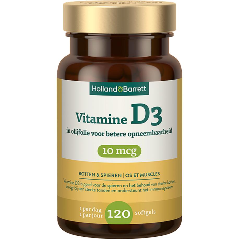 Holland & Barrett Vitamine D3 In Olijfolie 10mcg - 120 softgels