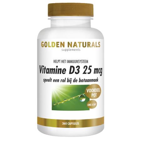 Golden Naturals Vitamine D3 25mcg Capsules