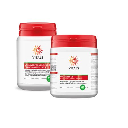 Vitals Vrouwenformule Pro 45+ & Vitals Collageen-VS Poeder Combi