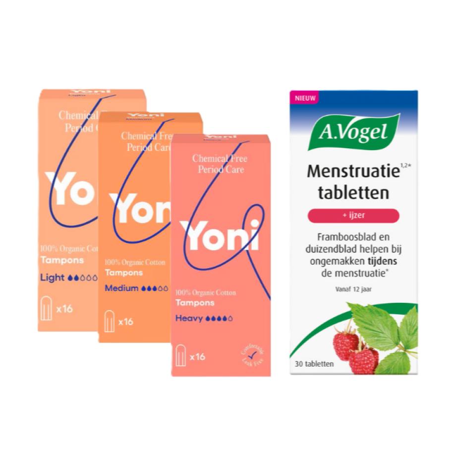 Menstruatie tabletten en Yoni Tampons Combi