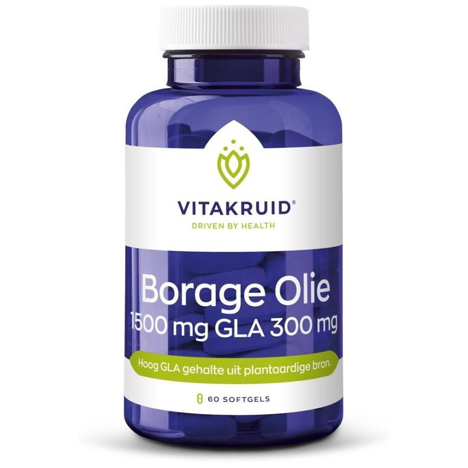 Vitakruid Borage Olie 1500mg GLA 300mg uit plantaardige bron