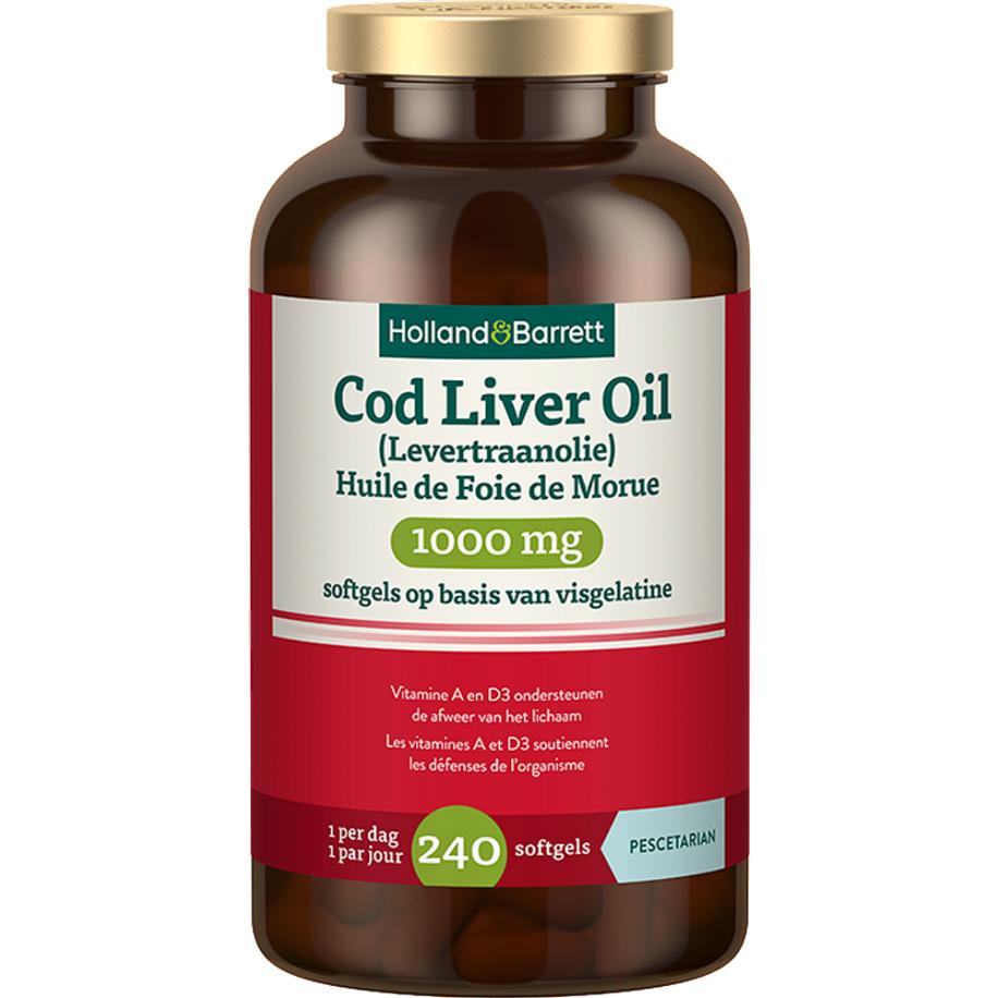 Holland & Barrett Cod Liver Oil (Levertraan) 1000mg - 240 softgels