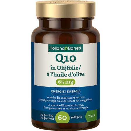 Holland & Barrett Q10 Vitamine B1 in Olijfolie 65mg - 60 softgels