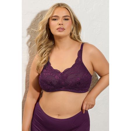 Yours Bh Met Bloemenkant In Donkerpaars Size 95L